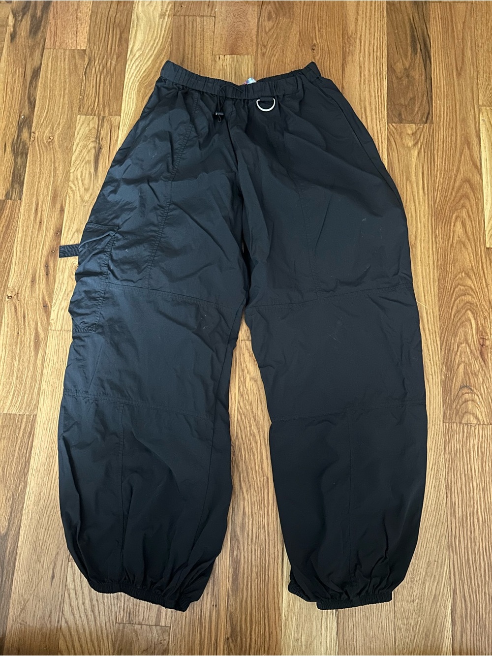 UO black swishy cargos